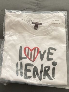 henri bendel White Graphic Tee with Red Heart